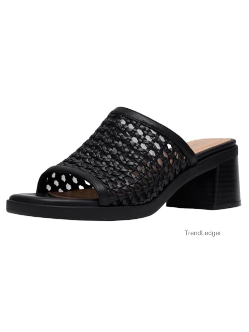 Woven Braided Slide Heeled Sandal Block Heel Comfort Foam